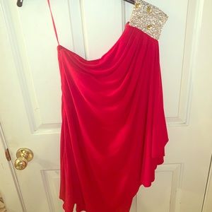 One shoulder holiday cocktail dress